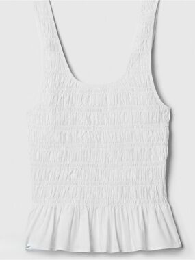 New Gap Smocked Peplum Tank Top White